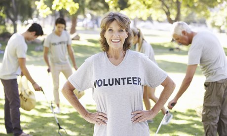 Volunteers clear litter in a park